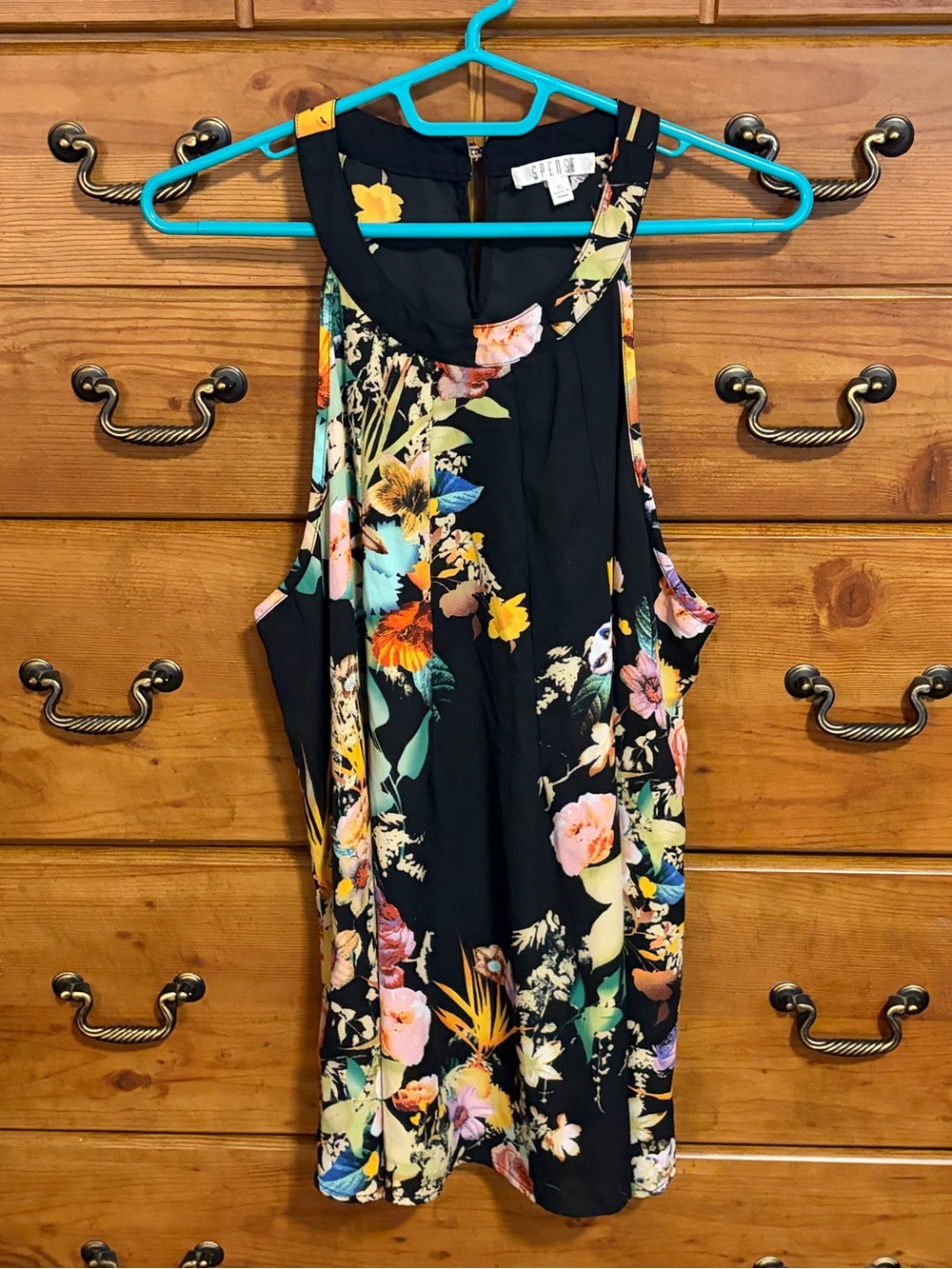 Spense Black Floral Racerback Tank Top